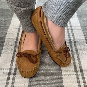 UGG tan fur lined moccasins